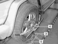 11.5.5 Проверка и регулировка предельных углов поворота передних колес
